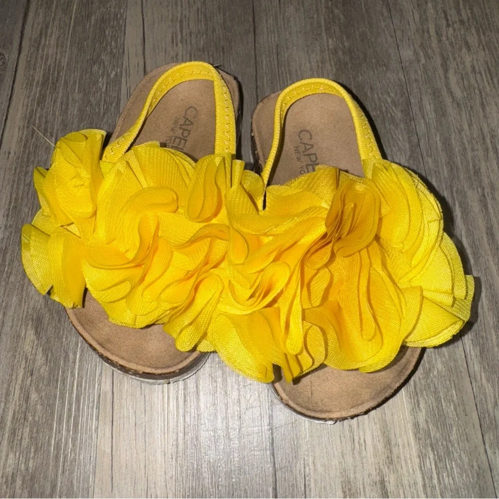 Capelli of New York Yellow Floral Kids Sandals